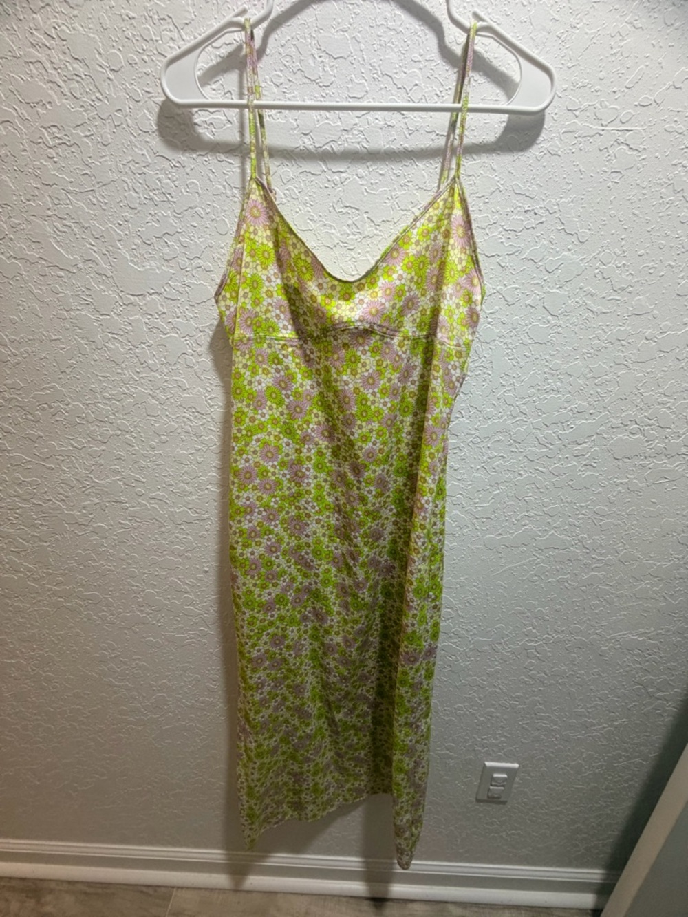 Zara Lime Green and Pink Floral Slip Dress